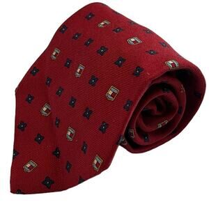 Tommy Hilfiger Two Tone Hilfiger Crest Geometric Floral Silk Tie